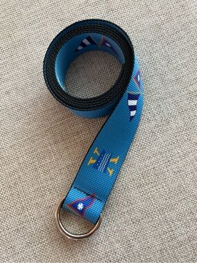 Thomas Bates Nautical D-Ring Web Belt Blue Burgee Flags Made in USA